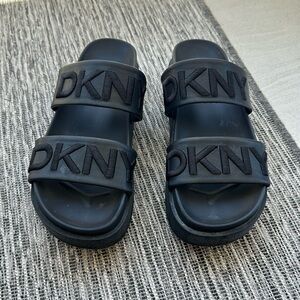 DKNY black platform sandals size 7